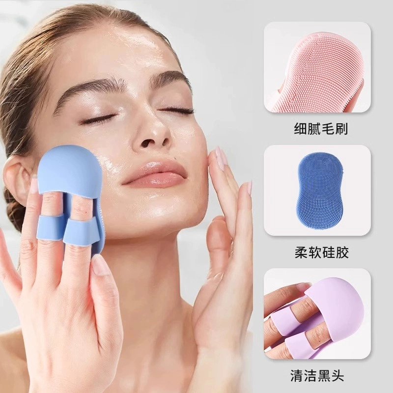 舒小奢 迷你手指洗脸刷柔软硅胶按摩卸妆洗脸洁面仪便携脸部清洁刷黑头刷舒适轻盈易清洗耐用防滑可爱简约