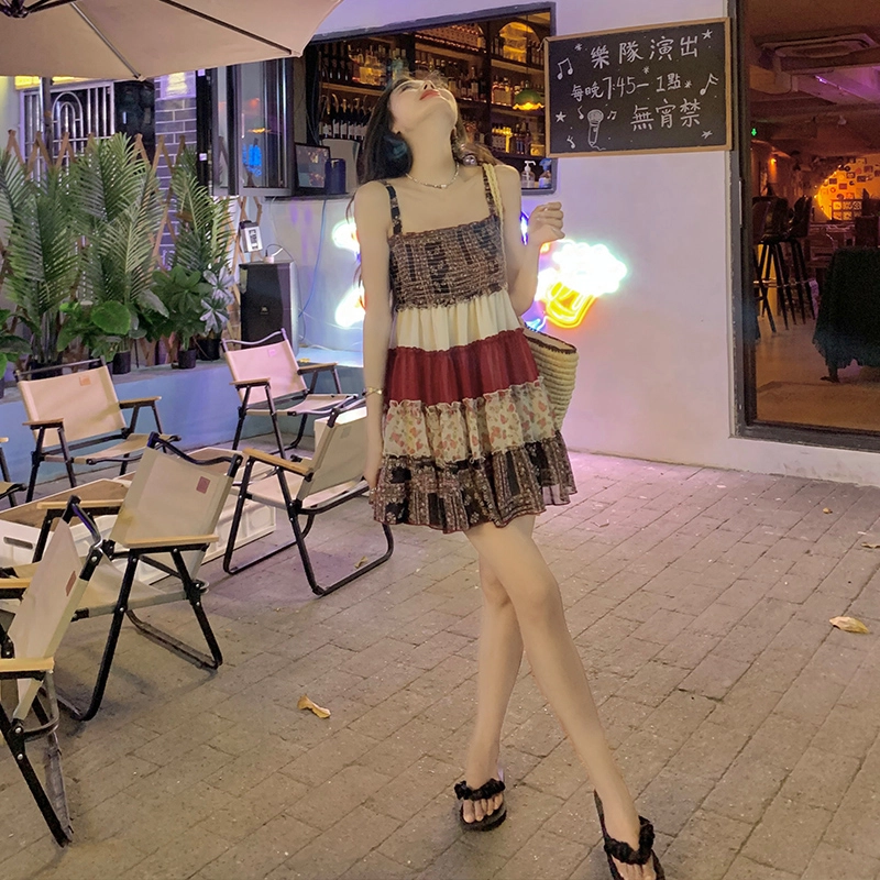 珠蒂美 度假沙滩裙海边拍照吊带连衣裙 女款
