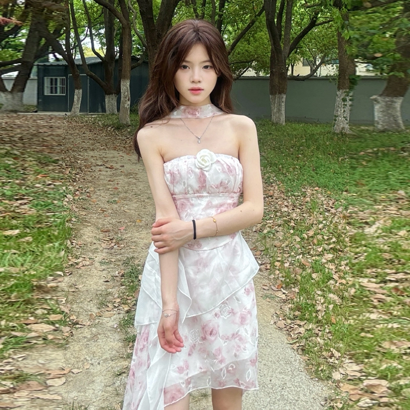 珠蒂美 纯欲甜美显瘦碎花无袖连衣裙 女款 花色