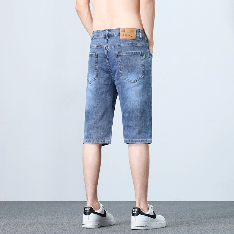 老爷车 长绒棉夏季男士潮流时尚百搭直筒休闲破洞牛仔短裤 男款