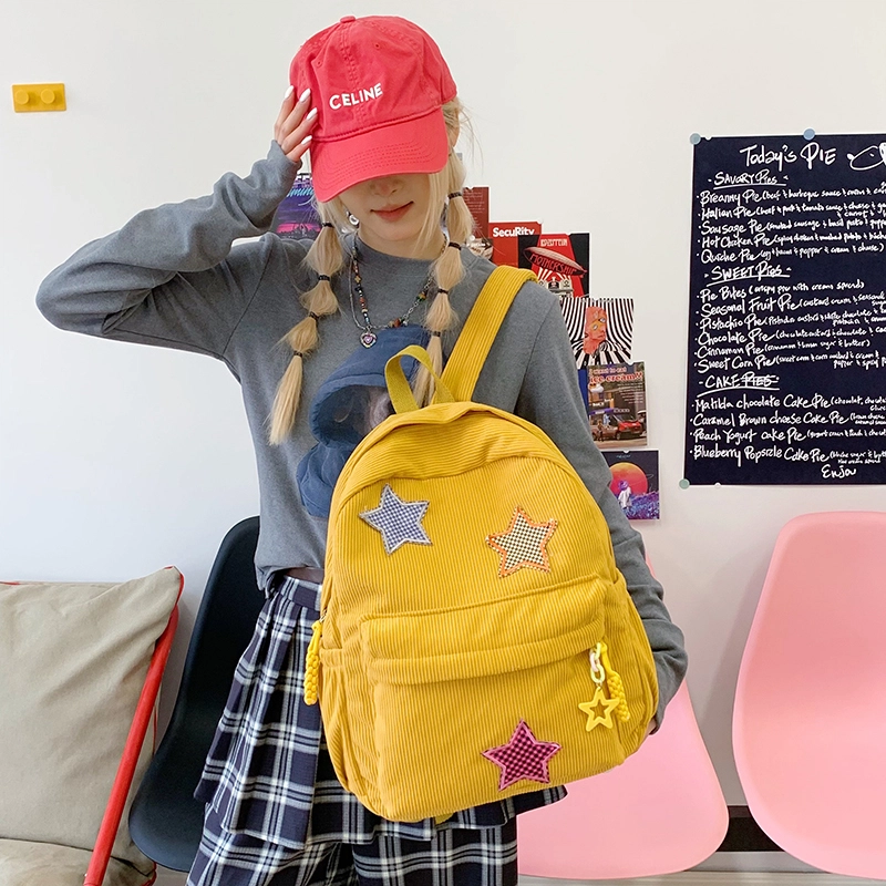 泰格奴 小清新简约设计休闲高颜值背包初中生高中生大学生上课百搭书包 尼龙 双肩包 男女同款情侣款 浅灰色/卡其色/黄色/绿色/红色/黑色