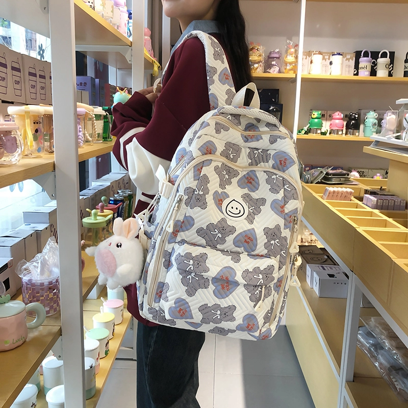 泰格奴 小清新休闲高颜值精美潮版韩版背包初中生高中生大学生上课百搭书包 尼龙 双肩包 男女同款情侣款 粉红色/蓝色/灰色/黑色