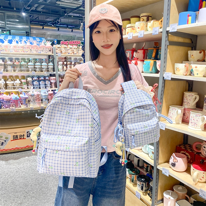 泰格奴 小清新休闲高颜值韩版背包初中高中大学上课百搭 尼龙 双肩包 男女同款情侣款 多色