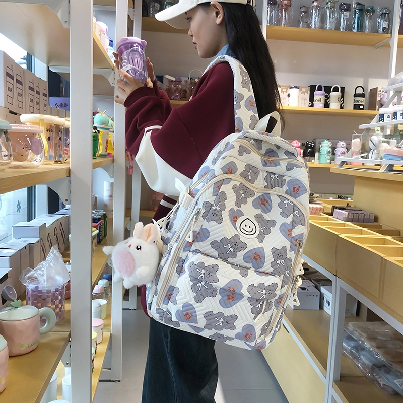 泰格奴 小清新休闲高颜值精美潮版韩版背包初中生高中生大学生上课百搭书包 尼龙 双肩包 男女同款情侣款 粉红色/蓝色/灰色/黑色