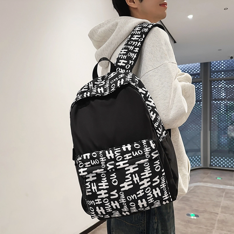 泰格奴 涂鸦精美机能通勤旅行小清新轻便高颜值大容量背包初中高中大学生上课百搭书包 尼龙 双肩包 男女同款情侣款 蓝色/花色/红色/黑色