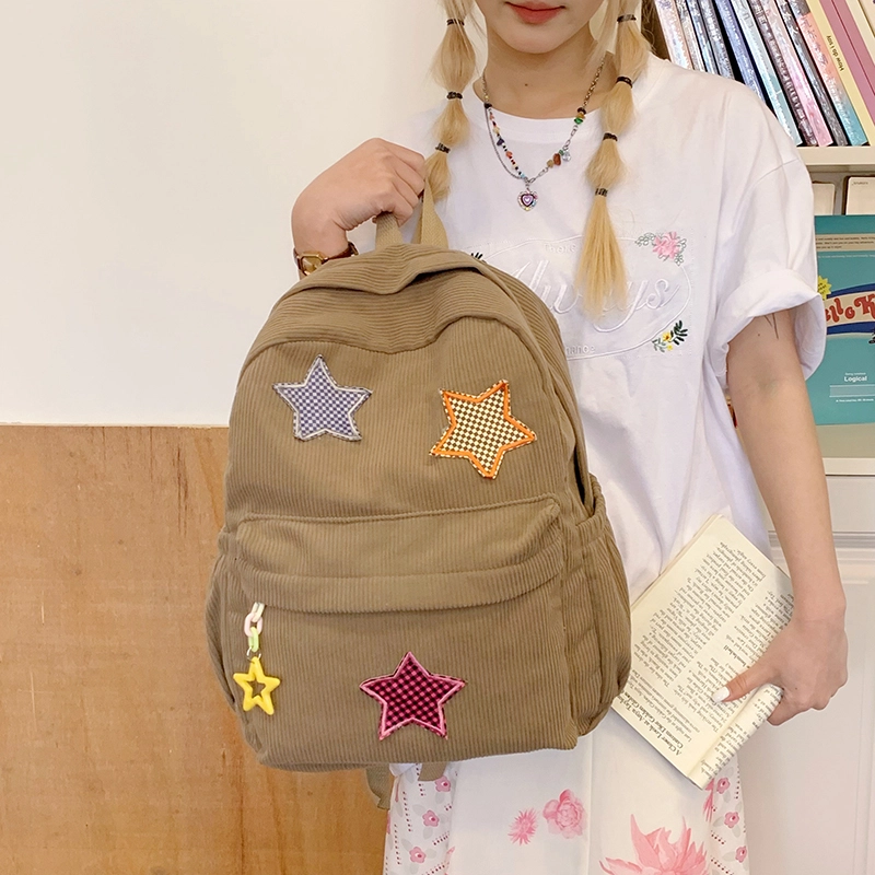 泰格奴 小清新简约设计休闲高颜值背包初中生高中生大学生上课百搭书包 尼龙 双肩包 男女同款情侣款 浅灰色/卡其色/黄色/绿色/红色/黑色