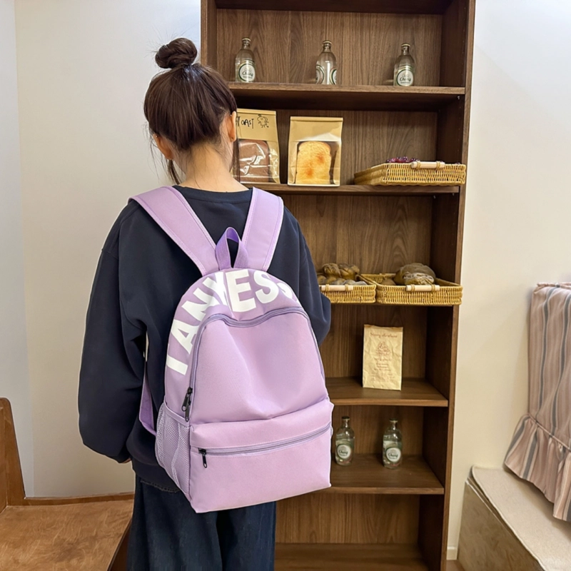 泰格奴 日系初高中大学生毕业季旅游书包简约轻便外出纯色百搭背包女生 尼龙 双肩包 男女同款情侣款 红色/紫色/黄色/黑色/浅灰色/粉红色