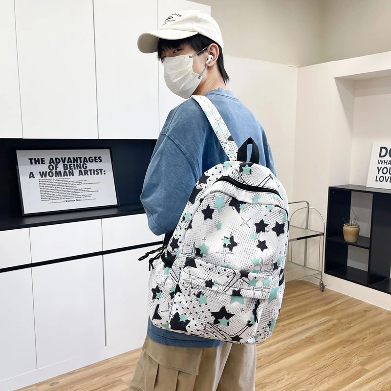 泰格奴 撞色系轻便百搭背包个性气质潮流时尚初中高中大学生上课百搭书包 尼龙 双肩包 常规 男女同款情侣款 黑色/粉红色/黄色/绿色/蓝色