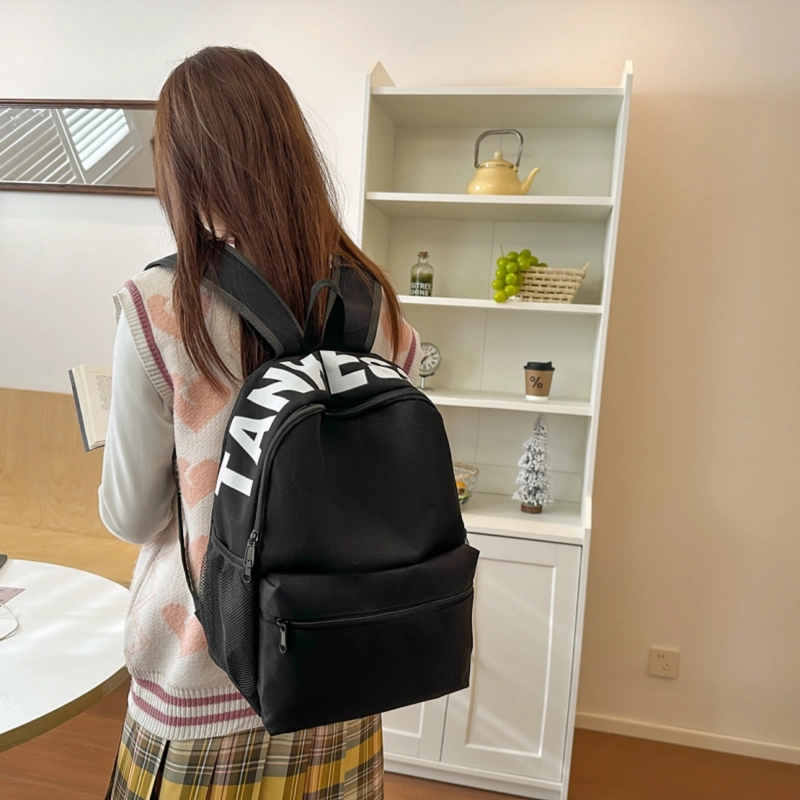 泰格奴 日系初高中大学生毕业季旅游书包简约轻便外出纯色百搭背包女生 尼龙 双肩包 男女同款情侣款 红色/紫色/黄色/黑色/浅灰色/粉红色