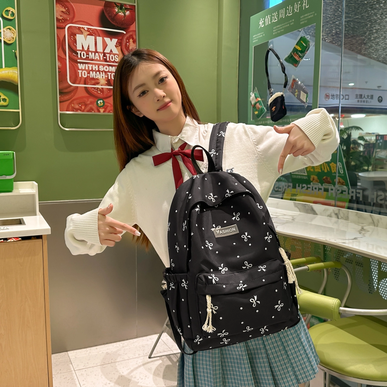 泰格奴 小清新休闲高颜值精美潮版韩版背包初中生高中生大学生上课百搭书包 尼龙 双肩包 女款 多色