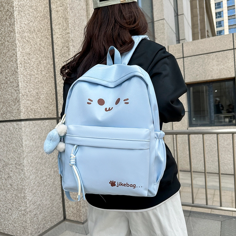 泰格奴 字母印花轻便简约国风大容量运动耐磨背包初中生高中生大学生上课百搭书包 尼龙 双肩包 常规 女款 米白色/黑色/黄色/蓝色