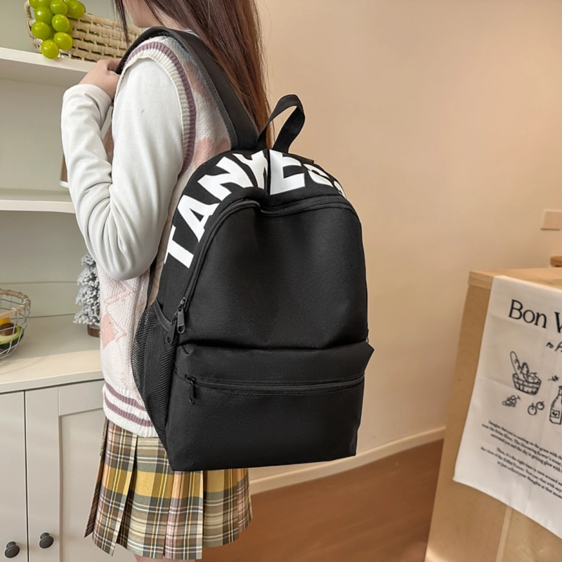 泰格奴 日系初高中大学生毕业季旅游书包简约轻便外出纯色百搭背包女生 尼龙 双肩包 男女同款情侣款 红色/紫色/黄色/黑色/浅灰色/粉红色