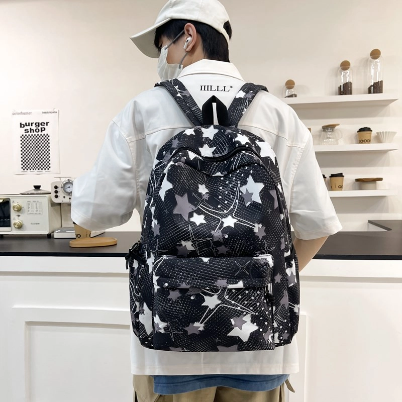 泰格奴 撞色系轻便百搭背包个性气质潮流时尚初中高中大学生上课百搭书包 尼龙 双肩包 常规 男女同款情侣款 黑色/粉红色/黄色/绿色/蓝色