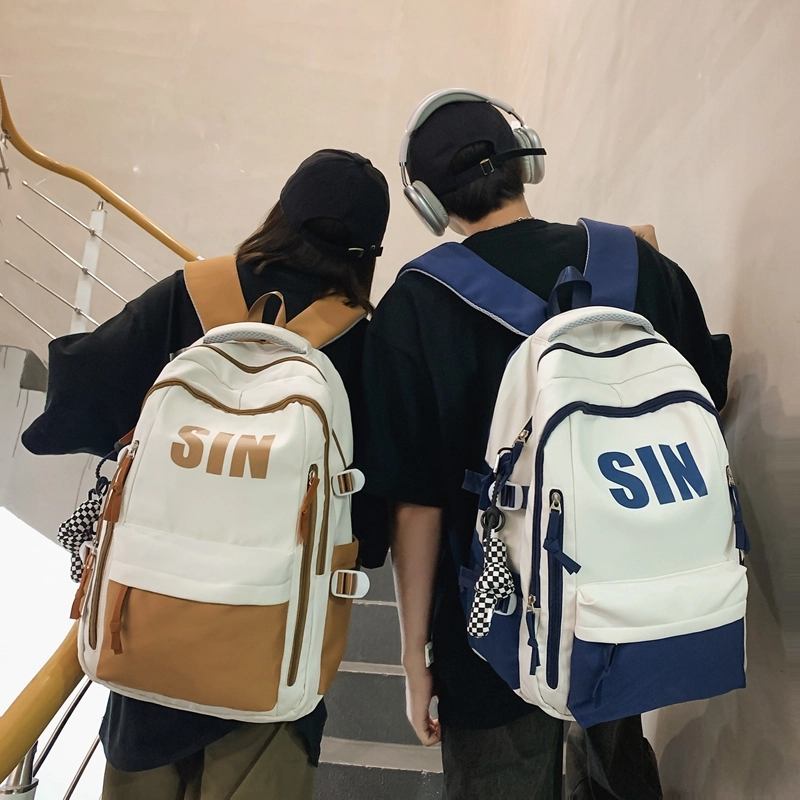 泰格奴  字母印花轻便简约国风运动背包初中生高中生大学生上课百搭书包 尼龙 双肩包 男女同款情侣款 黑色/红色/卡其色/绿色/蓝色