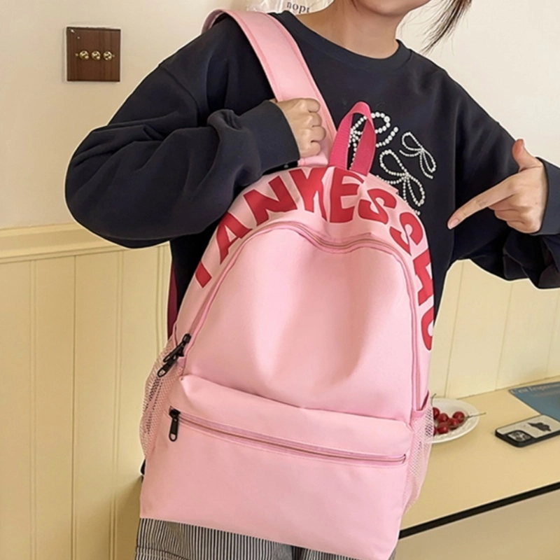 泰格奴 日系初高中大学生毕业季旅游书包简约轻便外出纯色百搭背包女生 尼龙 双肩包 男女同款情侣款 红色/紫色/黄色/黑色/浅灰色/粉红色