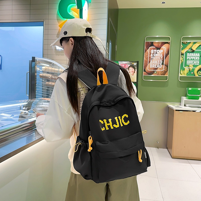 泰格奴 小清新休闲高颜值精美潮版韩版背包初中生高中生大学生上课百搭 尼龙 双肩包 男女同款情侣款 黑色/红色/黄色/蓝色