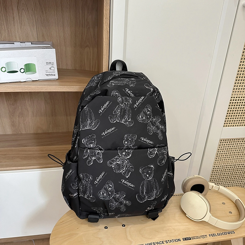 泰格奴 字母印花轻便简约国风大容量运动耐磨背包初中生高中生大学生上课百搭书包 尼龙 双肩包 常规 男女同款情侣款 多色