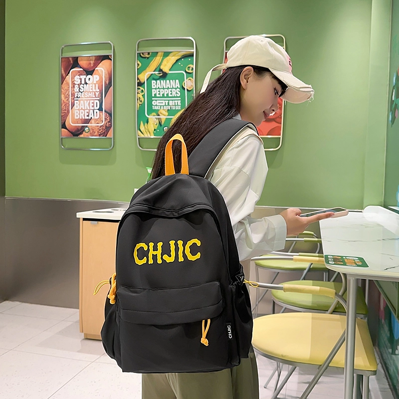 泰格奴 小清新休闲高颜值精美潮版韩版背包初中生高中生大学生上课百搭 尼龙 双肩包 男女同款情侣款 黑色/红色/黄色/蓝色