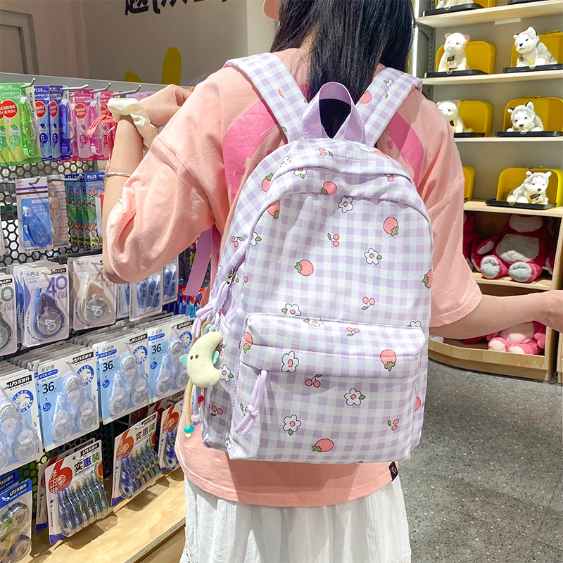 泰格奴 小清新休闲高颜值韩版背包初中高中大学上课百搭 尼龙 双肩包 男女同款情侣款 多色