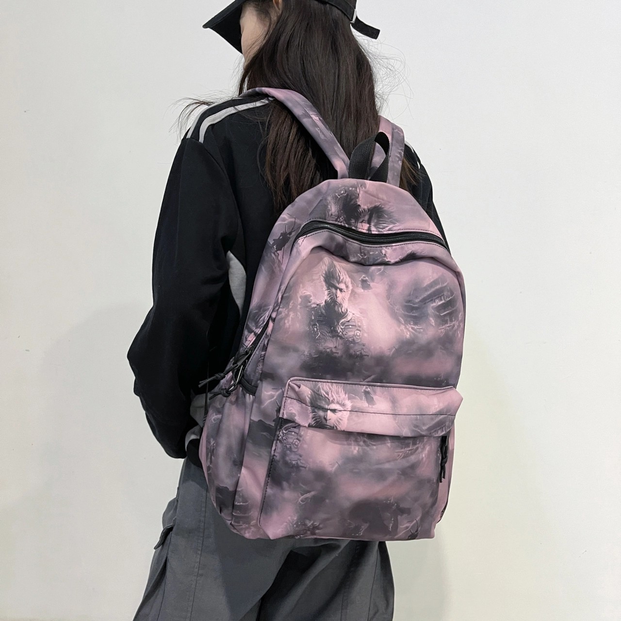 泰格奴 小清新休闲高颜值精美潮版韩版背包初中生高中生大学生上课百搭 尼龙 双肩包 男女同款情侣款 粉红色/绿色/黑色