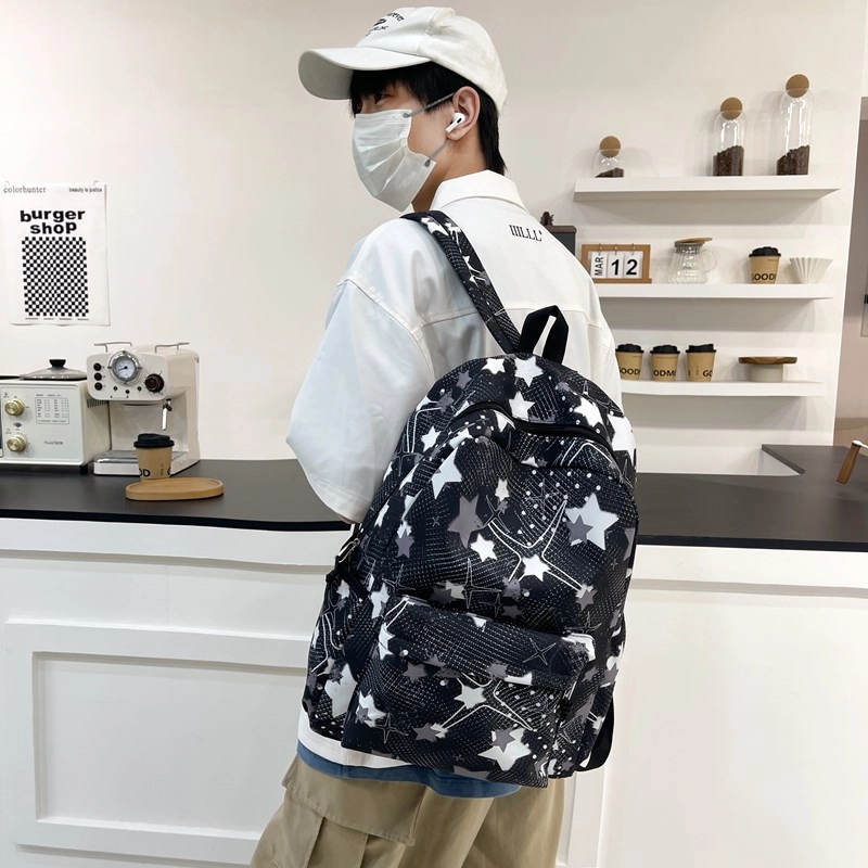 泰格奴 撞色系轻便百搭背包个性气质潮流时尚初中高中大学生上课百搭书包 尼龙 双肩包 常规 男女同款情侣款 黑色/粉红色/黄色/绿色/蓝色