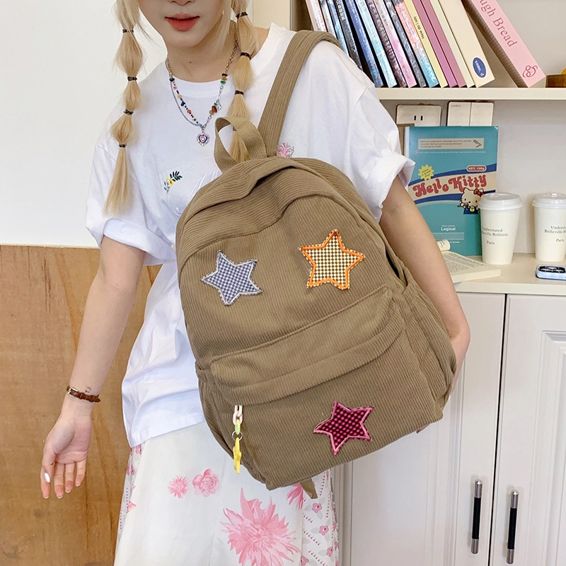 泰格奴 小清新简约设计休闲高颜值背包初中生高中生大学生上课百搭书包 尼龙 双肩包 男女同款情侣款 浅灰色/卡其色/黄色/绿色/红色/黑色