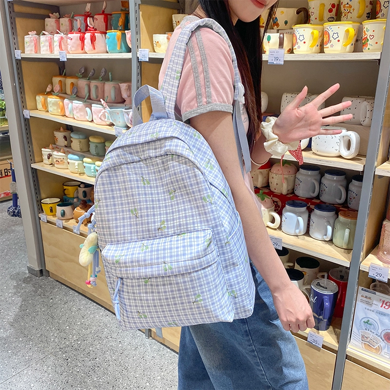 泰格奴 小清新休闲高颜值韩版背包初中高中大学上课百搭 尼龙 双肩包 男女同款情侣款 多色