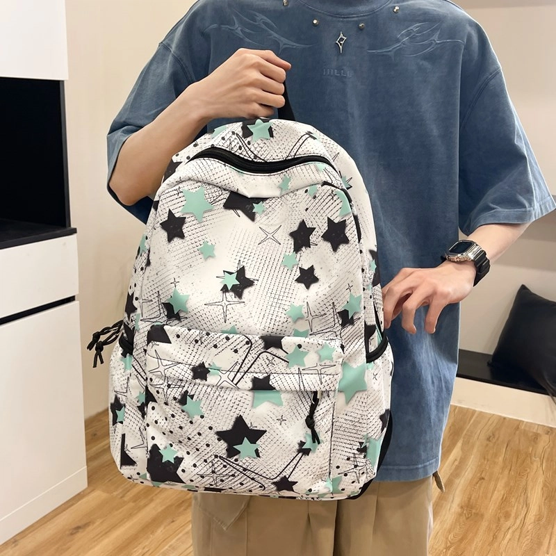 泰格奴 撞色系轻便百搭背包个性气质潮流时尚初中高中大学生上课百搭书包 尼龙 双肩包 常规 男女同款情侣款 黑色/粉红色/黄色/绿色/蓝色
