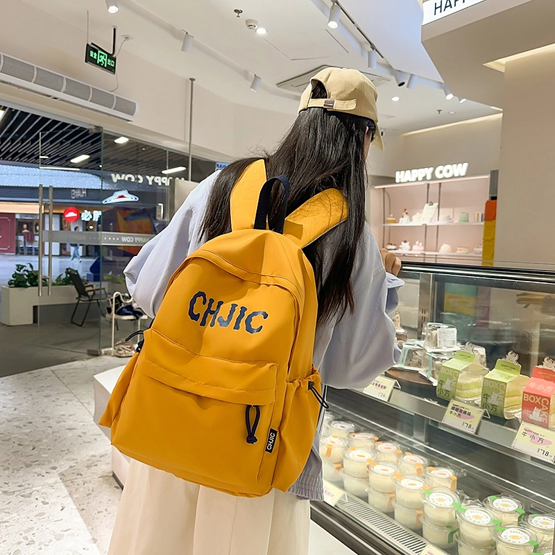 泰格奴 小清新休闲高颜值精美潮版韩版背包初中生高中生大学生上课百搭 尼龙 双肩包 男女同款情侣款 黑色/红色/黄色/蓝色