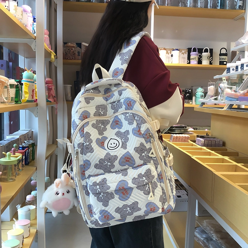 泰格奴 小清新休闲高颜值精美潮版韩版背包初中生高中生大学生上课百搭书包 尼龙 双肩包 男女同款情侣款 粉红色/蓝色/灰色/黑色