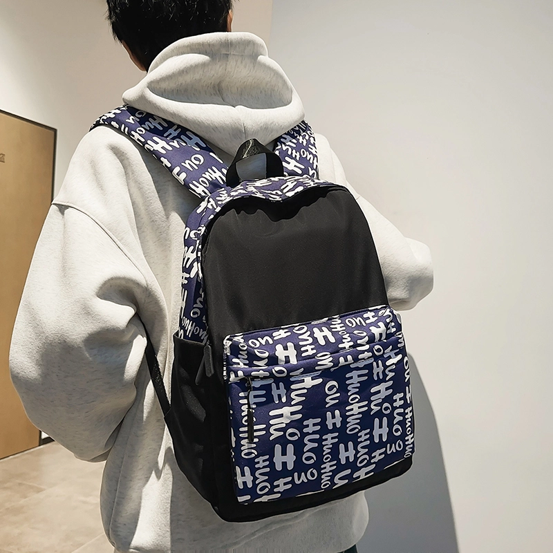 泰格奴 涂鸦精美机能通勤旅行小清新轻便高颜值大容量背包初中高中大学生上课百搭书包 尼龙 双肩包 男女同款情侣款 蓝色/花色/红色/黑色