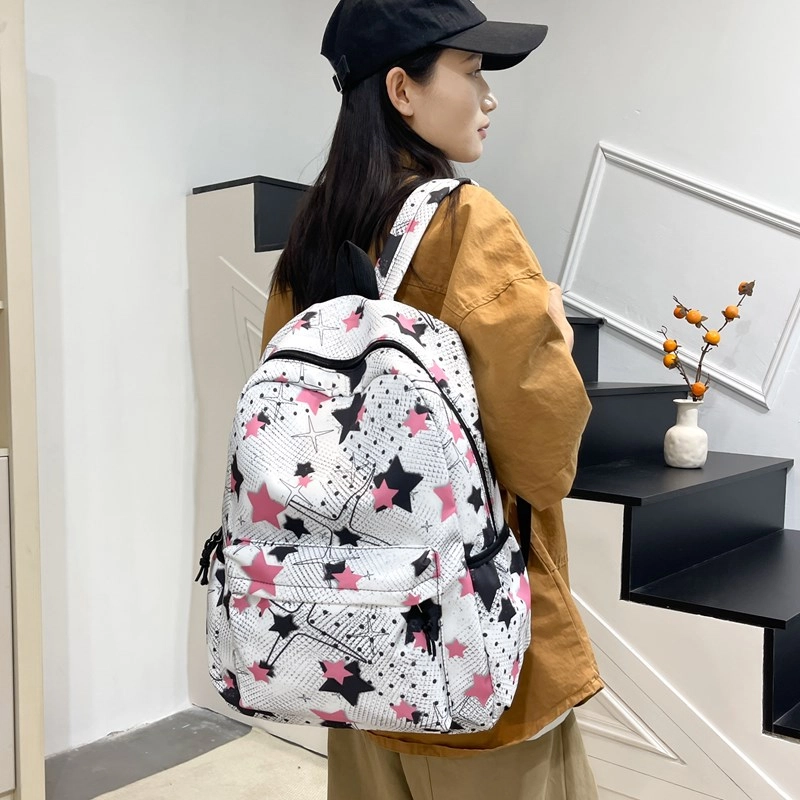 泰格奴 撞色系轻便百搭背包个性气质潮流时尚初中高中大学生上课百搭书包 尼龙 双肩包 常规 男女同款情侣款 黑色/粉红色/黄色/绿色/蓝色