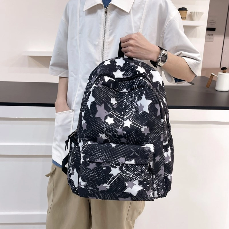 泰格奴 撞色系轻便百搭背包个性气质潮流时尚初中高中大学生上课百搭书包 尼龙 双肩包 常规 男女同款情侣款 黑色/粉红色/黄色/绿色/蓝色