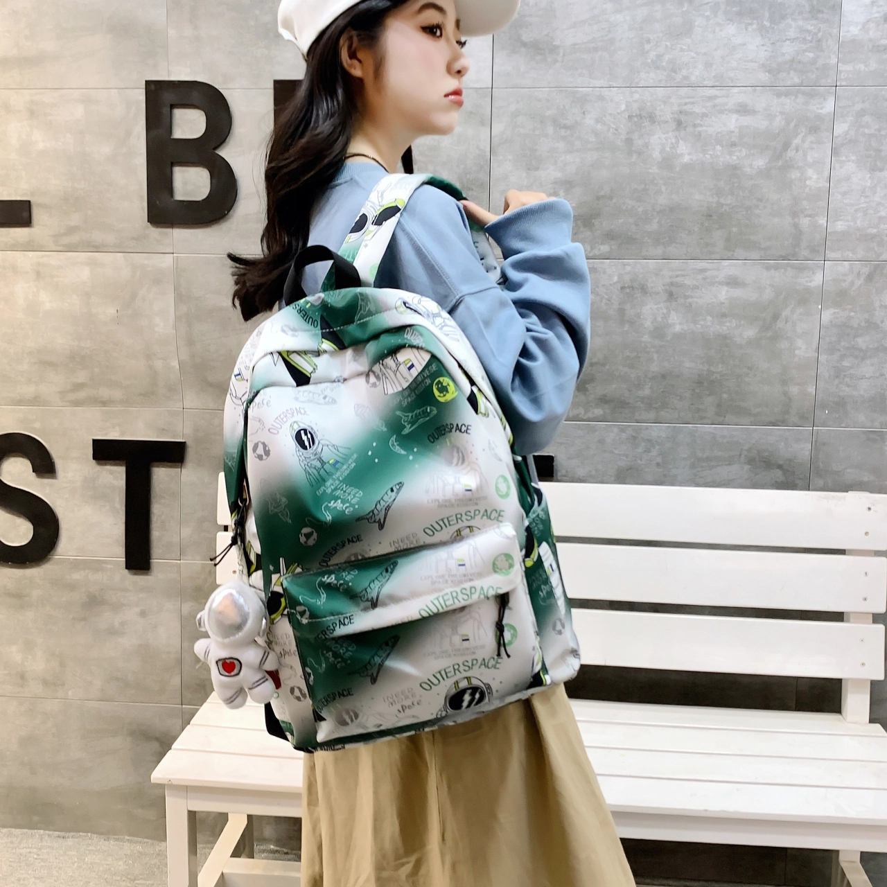 泰格奴 小清新休闲高颜值韩版背包初中生高中生大学生上课百搭书包 尼龙 双肩包 男女同款情侣款 蓝色/绿色/咖啡色/黑色