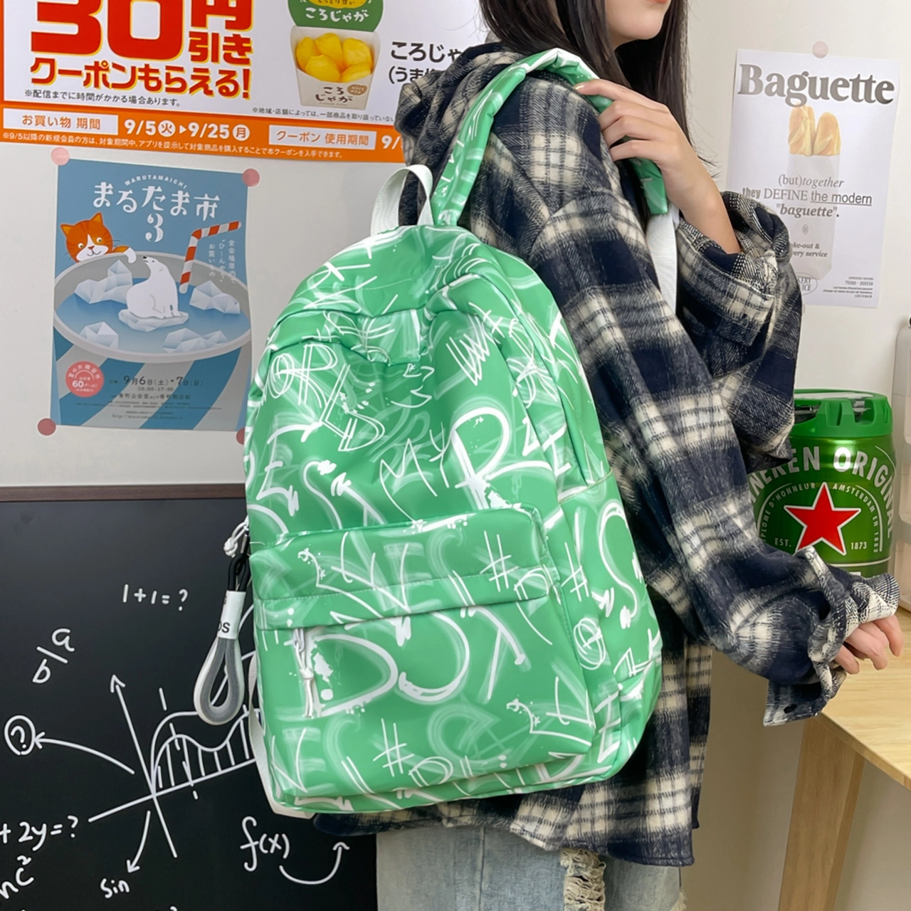 泰格奴 字母印花轻便简约大容量运动耐磨背包初中生高中生大学生上课百搭书包 尼龙 双肩包 男女同款情侣款 多色