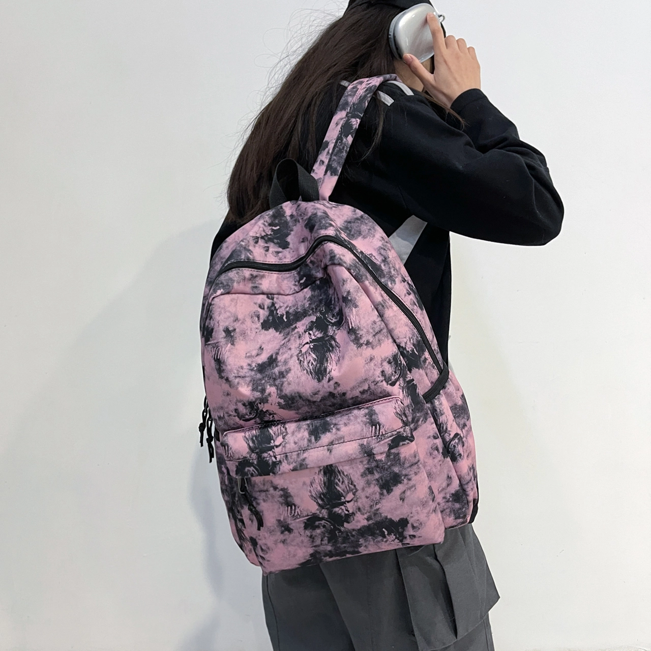泰格奴 小清新休闲高颜值韩版背包初中生高中生大学生上课百搭书包 尼龙 双肩包 常规 男女同款情侣款 粉红色/卡其色/紫色/绿色/黑色