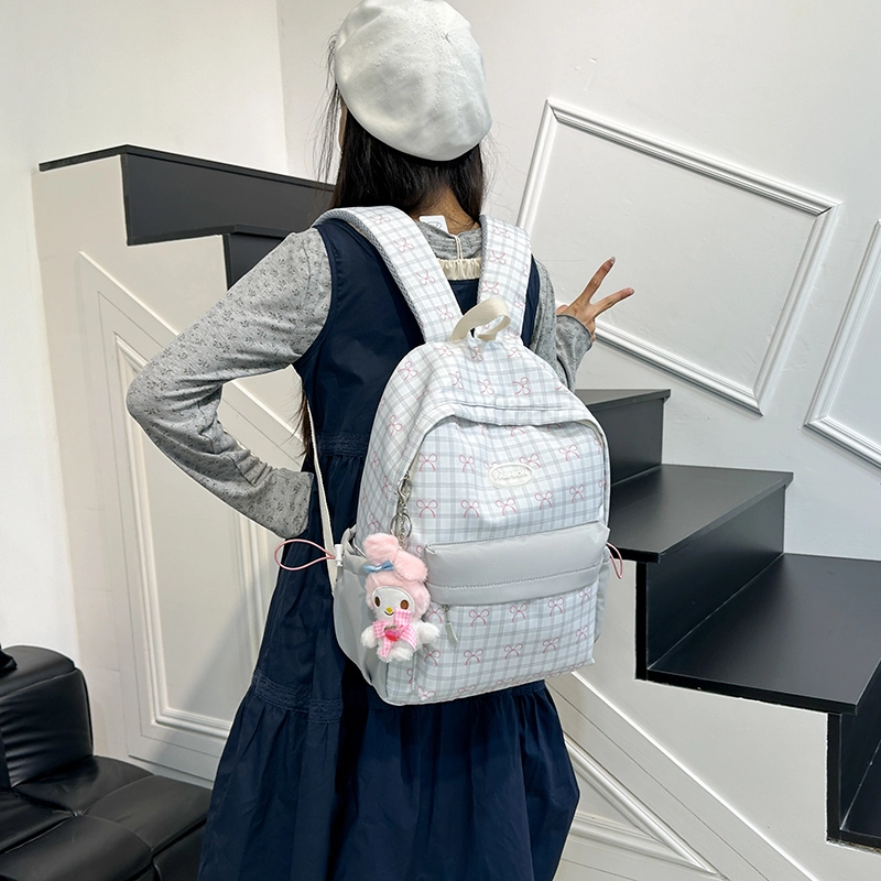 泰格奴 小清新休闲高颜值精美潮版韩版背包初中生高中生大学生上课百搭书包 尼龙布 双肩包 男女同款情侣款 粉色/黄色/绿色/黑色