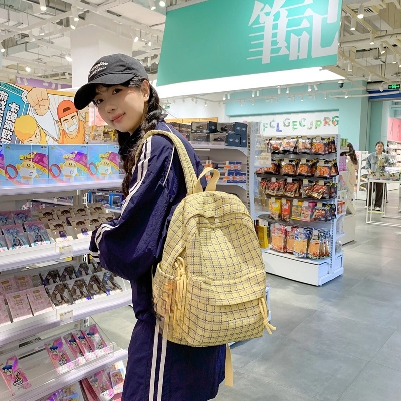 泰格奴 小清新休闲高颜值精美潮版韩版背包初中生高中生大学生上课百搭书包 尼龙布 双肩包 大号 男女同款情侣款 多色