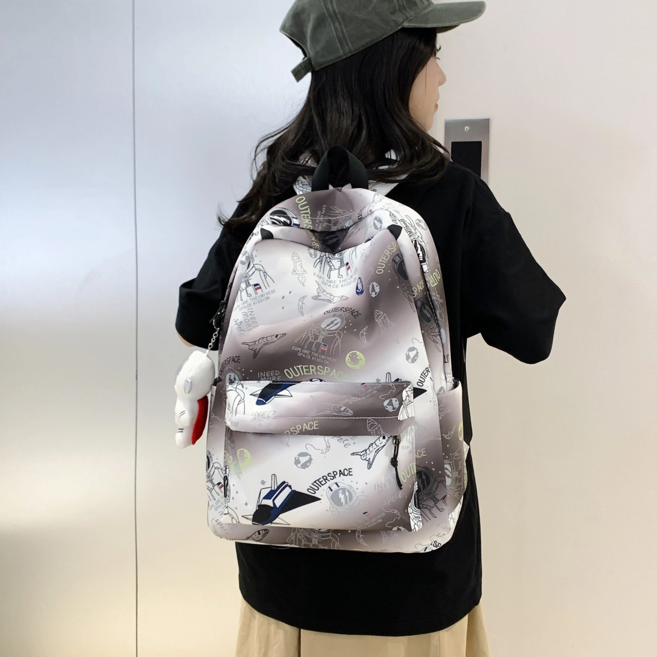 泰格奴 小清新休闲高颜值韩版背包初中生高中生大学生上课百搭书包 尼龙 双肩包 男女同款情侣款 蓝色/绿色/咖啡色/黑色