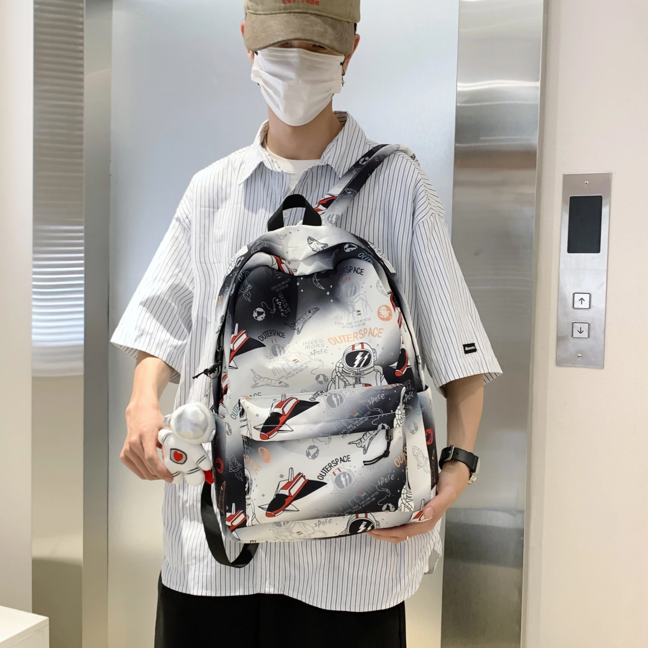 泰格奴 小清新休闲高颜值韩版背包初中生高中生大学生上课百搭书包 尼龙 双肩包 男女同款情侣款 蓝色/绿色/咖啡色/黑色