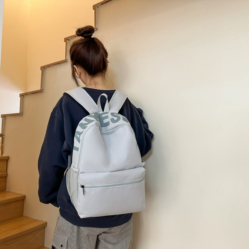 泰格奴 日系初高中大学生毕业季旅游书包简约轻便外出纯色百搭背包女生 尼龙 双肩包 男女同款情侣款 红色/紫色/黄色/黑色/浅灰色/粉红色