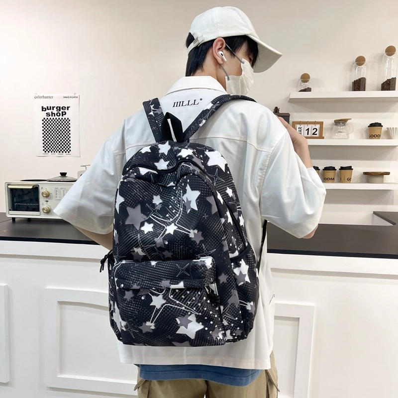 泰格奴 撞色系轻便百搭背包个性气质潮流时尚初中高中大学生上课百搭书包 尼龙 双肩包 常规 男女同款情侣款 黑色/粉红色/黄色/绿色/蓝色