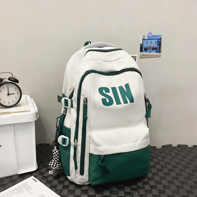 泰格奴  字母印花轻便简约国风运动背包初中生高中生大学生上课百搭书包 尼龙 双肩包 男女同款情侣款 黑色/红色/卡其色/绿色/蓝色