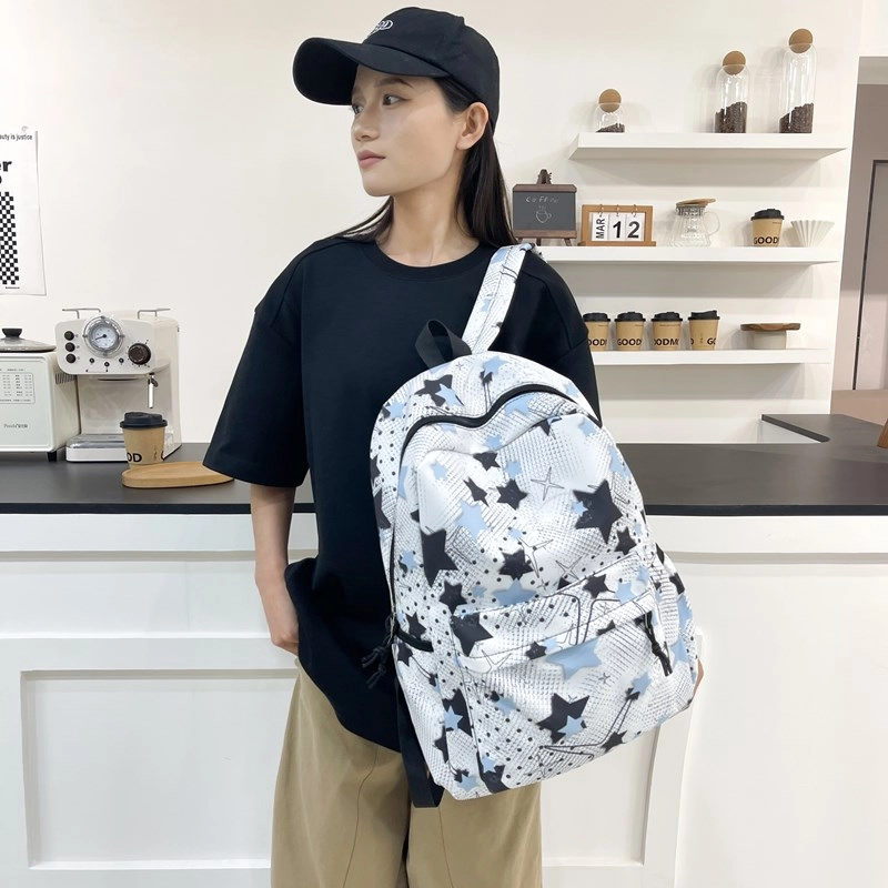 泰格奴 撞色系轻便百搭背包个性气质潮流时尚初中高中大学生上课百搭书包 尼龙 双肩包 常规 男女同款情侣款 黑色/粉红色/黄色/绿色/蓝色