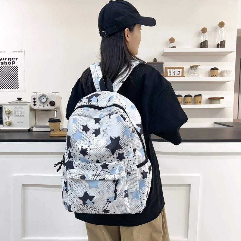 泰格奴 撞色系轻便百搭背包个性气质潮流时尚初中高中大学生上课百搭书包 尼龙 双肩包 常规 男女同款情侣款 黑色/粉红色/黄色/绿色/蓝色