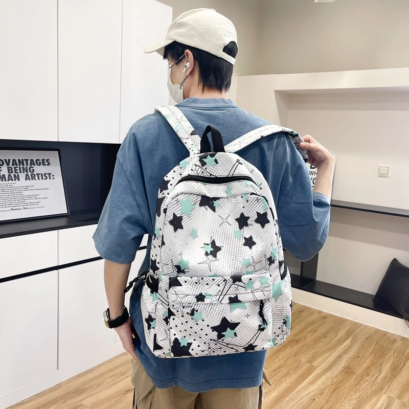 泰格奴 撞色系轻便百搭背包个性气质潮流时尚初中高中大学生上课百搭书包 尼龙 双肩包 常规 男女同款情侣款 黑色/粉红色/黄色/绿色/蓝色
