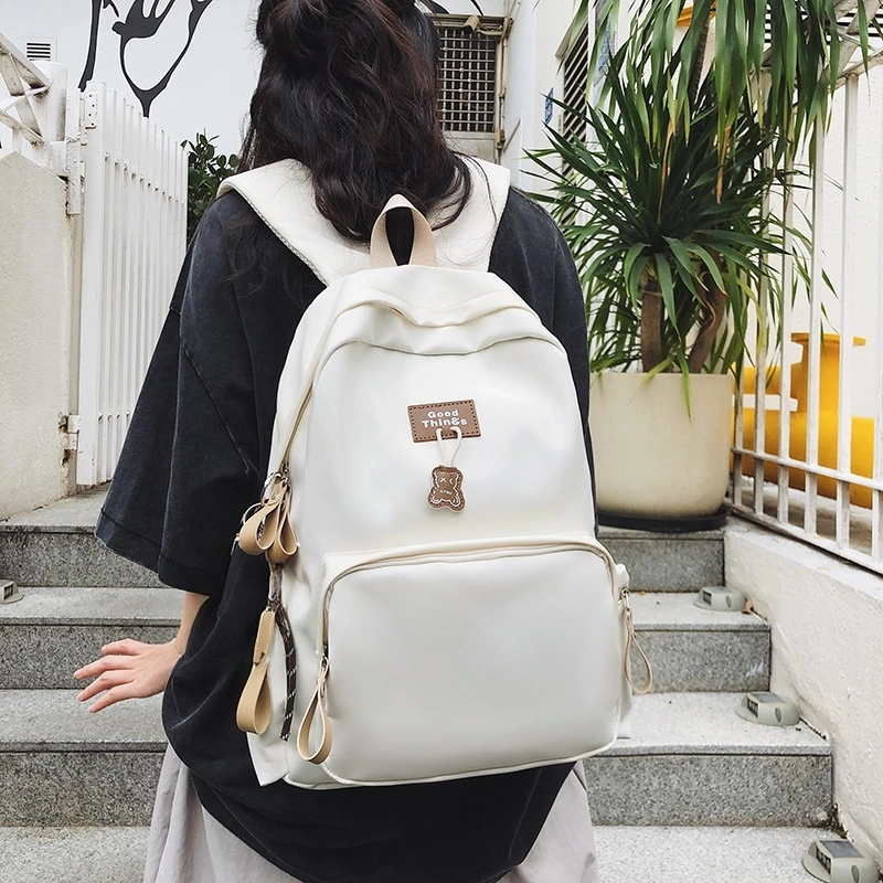 泰格奴 工装机能百搭个性运动街头旅行大容量背包初高中生大学生上课书包 尼龙 双肩包 男女同款情侣款 白色/黑色/卡其色/孔雀蓝