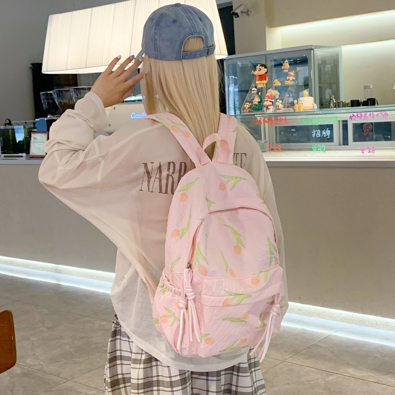 泰格奴 小清新花朵图案高颜值学生上课百搭 尼龙布 书包背包双肩包 女款 多色