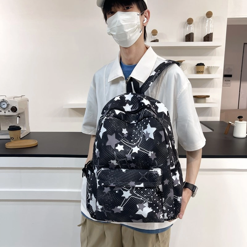 泰格奴 撞色系轻便百搭背包个性气质潮流时尚初中高中大学生上课百搭书包 尼龙 双肩包 常规 男女同款情侣款 黑色/粉红色/黄色/绿色/蓝色