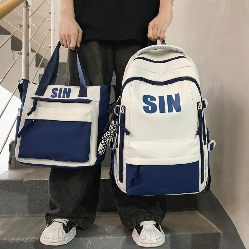 泰格奴  字母印花轻便简约国风运动背包初中生高中生大学生上课百搭书包 尼龙 双肩包 男女同款情侣款 黑色/红色/卡其色/绿色/蓝色